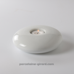 Bougeoir Saturne en porcelaine Blanche, /Une grande surface à peindre pour les décoratrices.. /Existe en deux tailles.